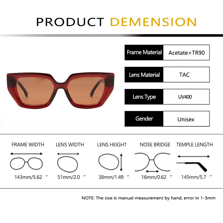 Esnbie Women Full Rim Cat Eye Acetate Polarized Sunglasses 23SA069-1