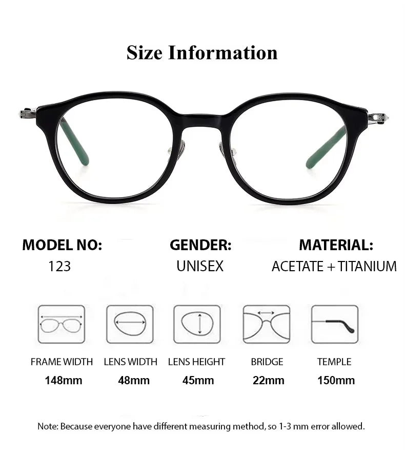 Summer Flower Unisex Full Rim Round Acetate Titanium Eyeglasses 611013