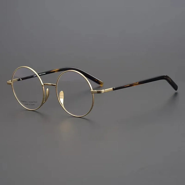 Aimee Unisex Full Rim Round Titanium Eyeglasses 2085 Full Rim Aimee Golden  