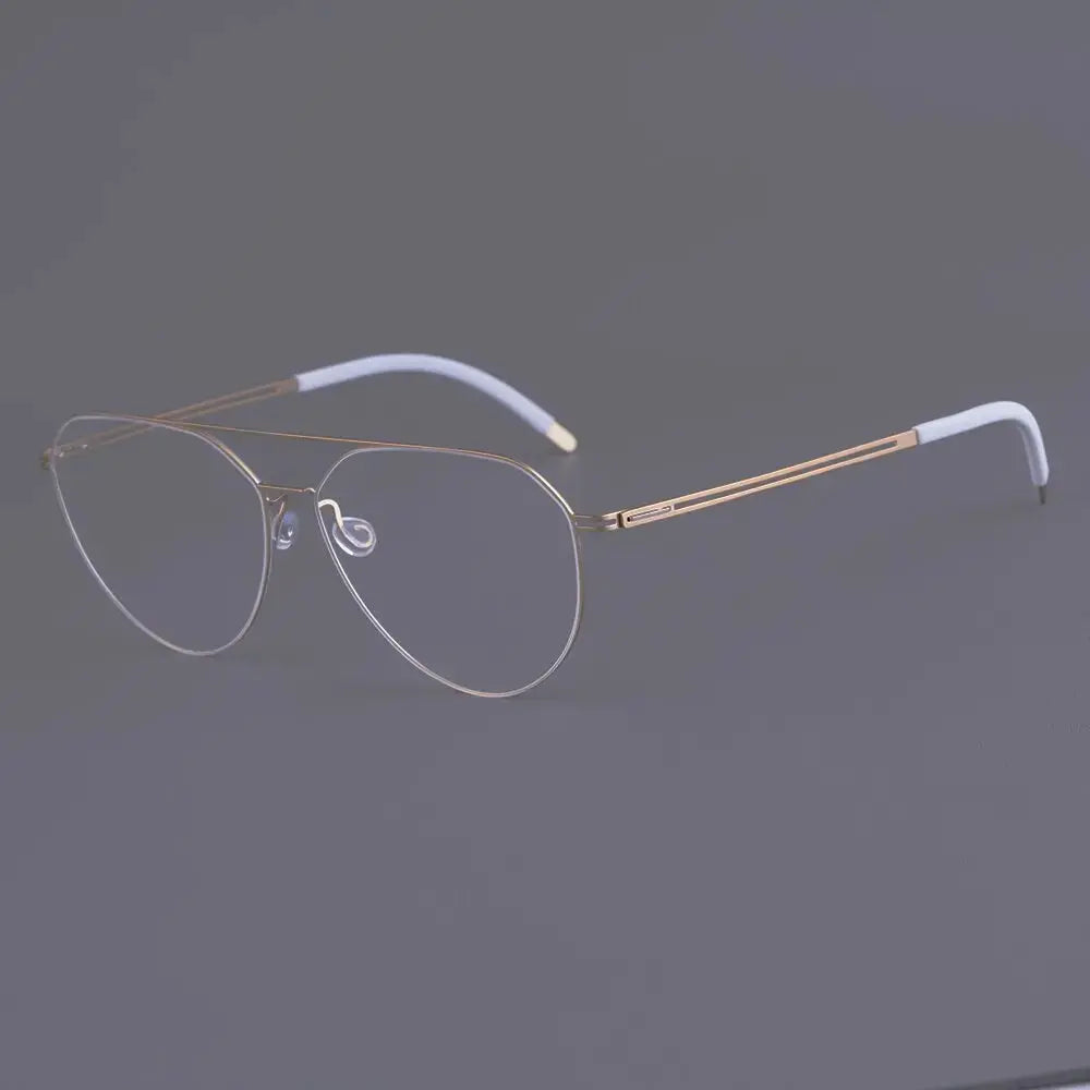 Aimee Women's Full Rim Oval Double Bridge Titanium Eyeglasses 472488 FuzWeb