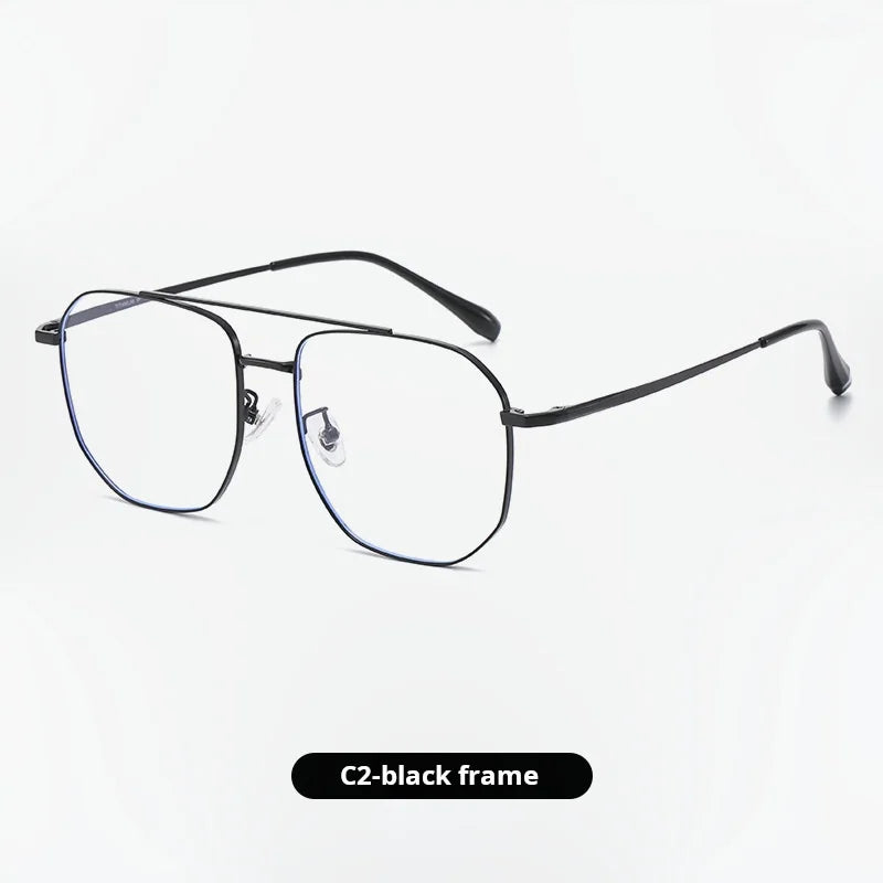 Momoja Unisex Full Rim Big Square Double Bridge Titanium Eyeglasses 725588