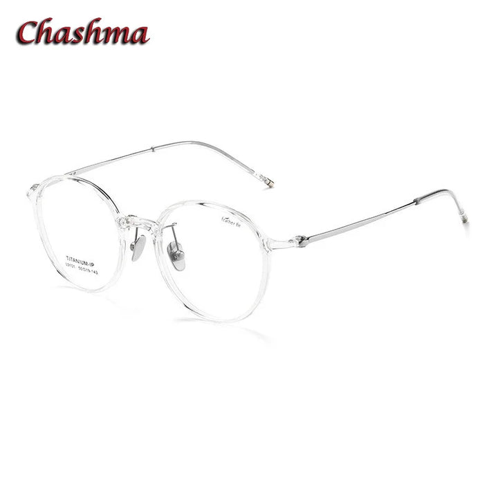 Chashma Ochki Women's Small Full Rim Round Tr 90 Eyeglasses L9101 Full Rim Chashma Ochki Transparent  