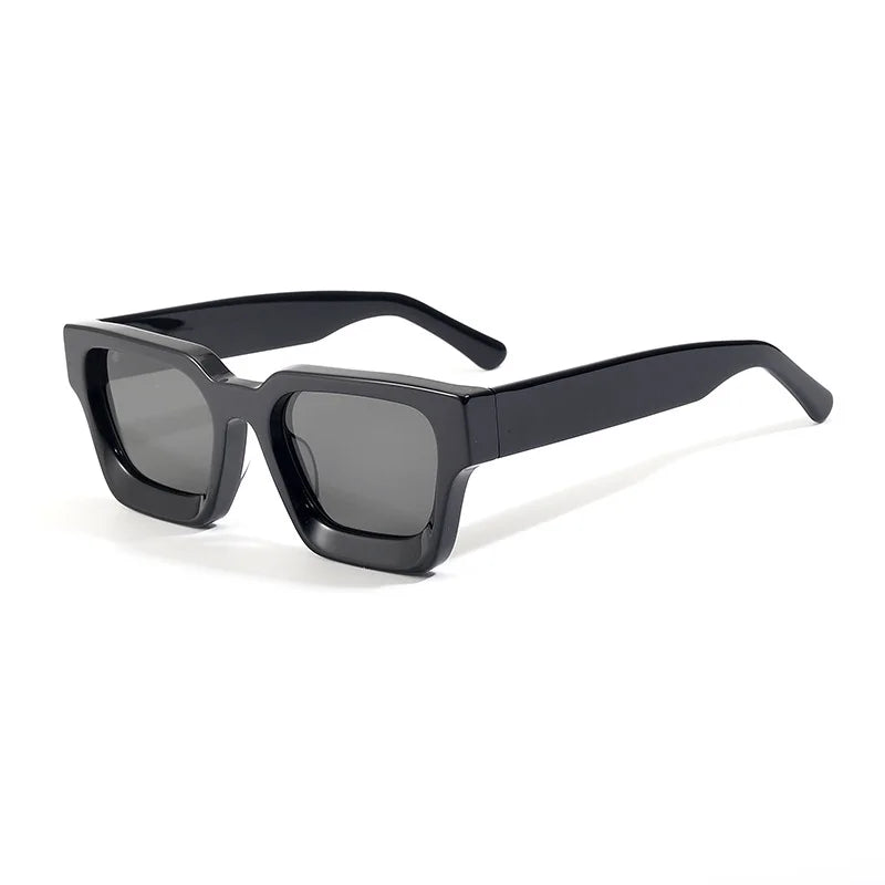 Black Mask Men's Full Rim Flat Top Square Acetate Sunglasses 441439