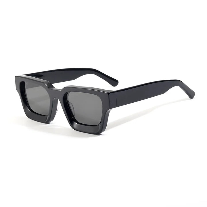 Black Mask Men's Full Rim Flat Top Square Acetate Sunglasses 441439
