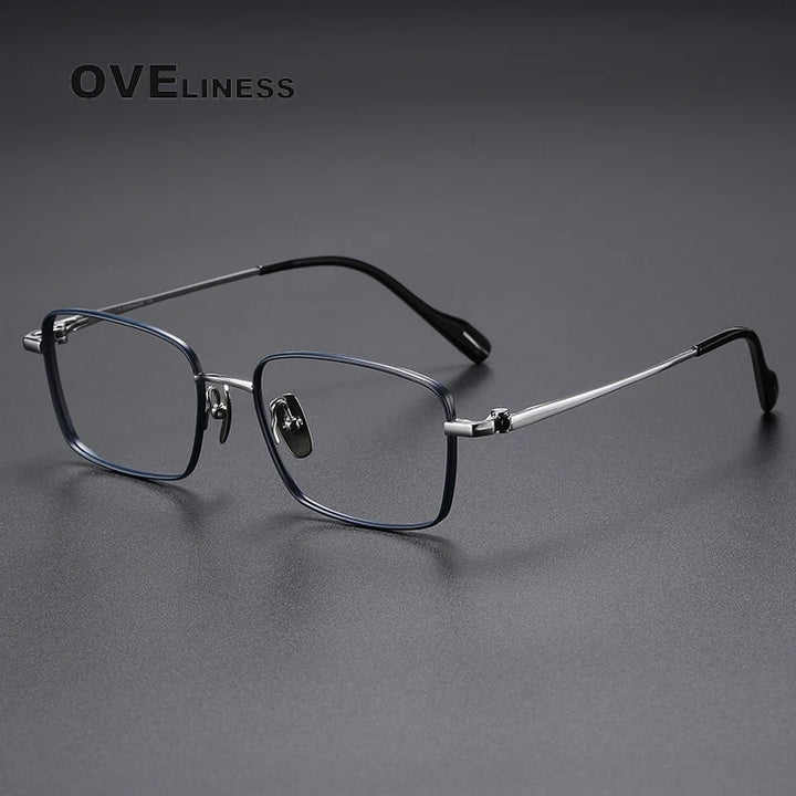 Oveliness Unisex Full Rim Square Titanium Eyeglasses 81015 Full Rim Oveliness blue silver  