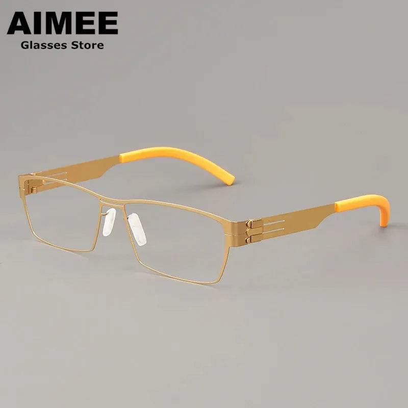 Aimee Unisex Full Rim Square Brow Line Screwless Steel Eyeglasses 50831