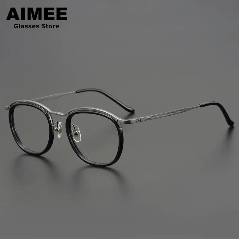 Aimee Unisex Full Rim Round Square Titanium Acetate Eyeglasses 5912 Full Rim Aimee   