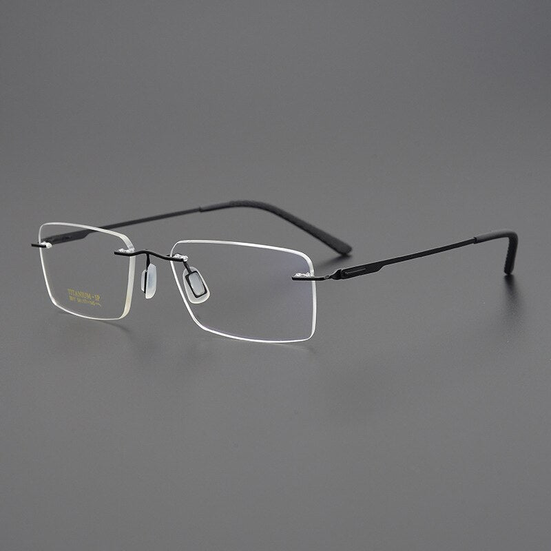 Bclear Unisex Rimless Square Titanium Eyeglasses My9911 Rimless Bclear Black  