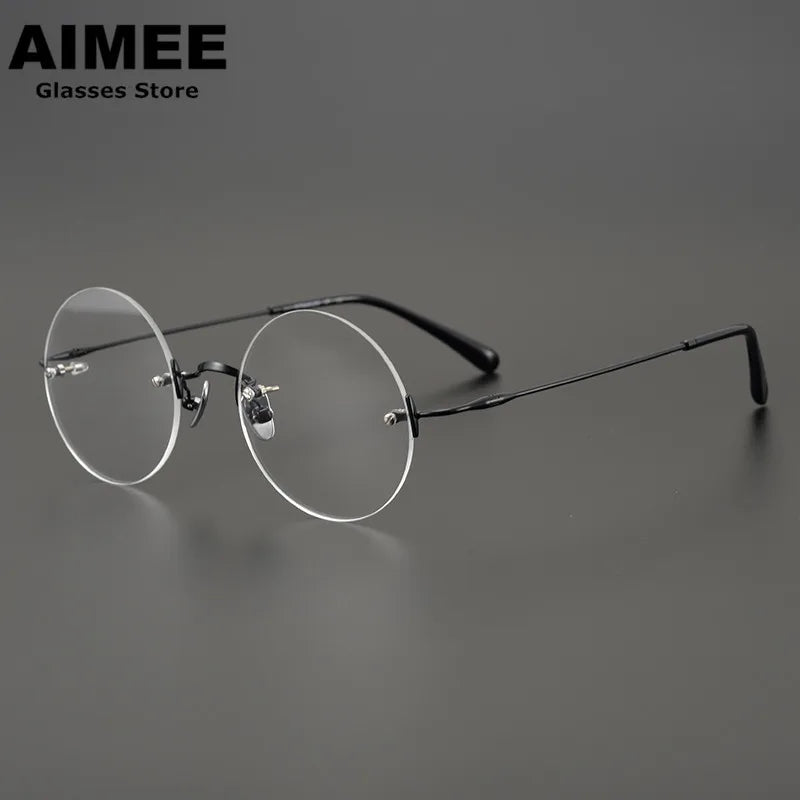 Aimee Unisex Rimless Round Titanium Acetate Eyeglasses 4521