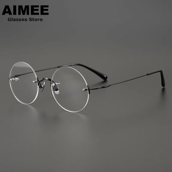 Aimee Unisex Rimless Round Titanium Acetate Eyeglasses 4521