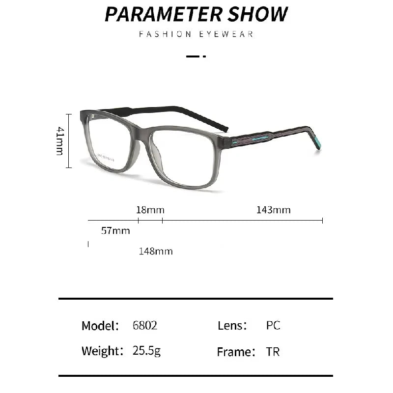 Muzz 68020 unisex square TR90 prescription eyeglasses — view 2