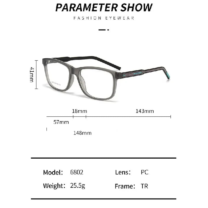 Muzz 68020 unisex square TR90 prescription eyeglasses — view 2