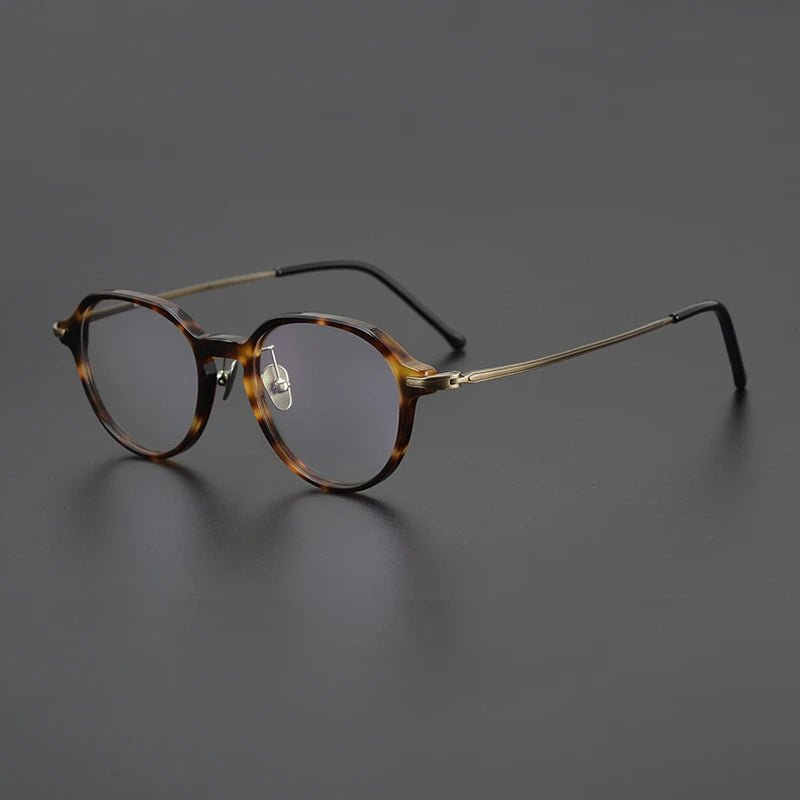 Black Mask Unisex Full Rim Flat Top Oval Titanium Acetate Eyeglasses 19834