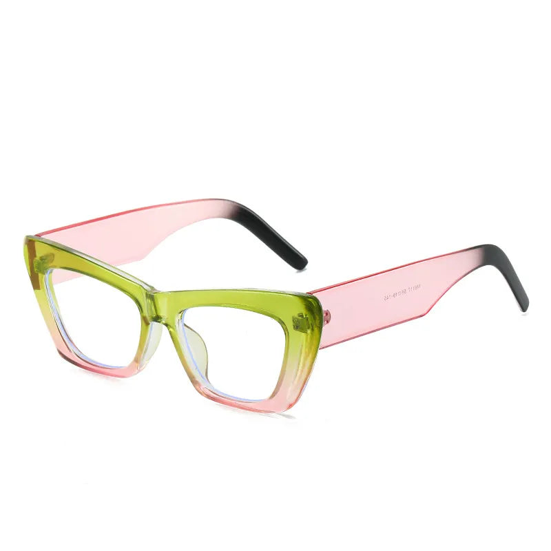 CCSpace Women's Full Rim Cat Eye Plastic Eyeglasses 56897 Full Rim CCspace C10PinkGreen  