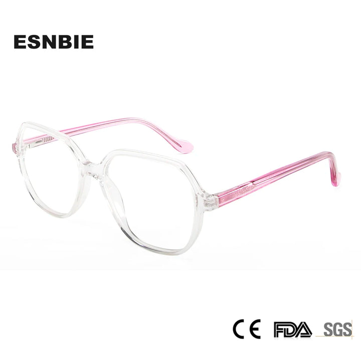 Esnbie Unisex Full Rim Flat Top Round Acetate Eyeglasses 242820 Full Rim Esnbie   