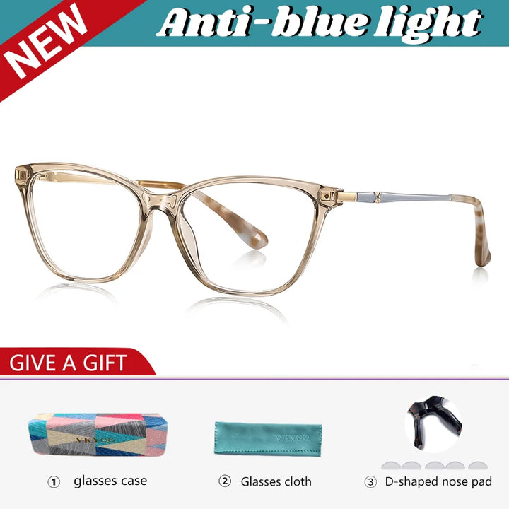 Vicky Women's Full Rim Square Cat Eye Tr 90 Alloy Reading Glasses 77232