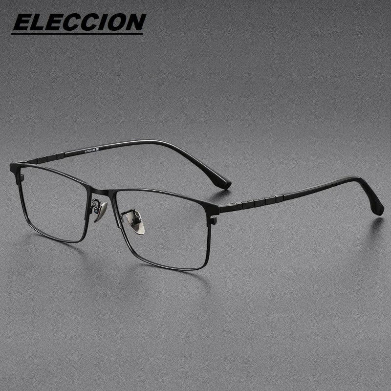 Eleccion Unisex Full Rim Square Titanium Eyeglasses 89188 Full Rim Eleccion Black CHINA