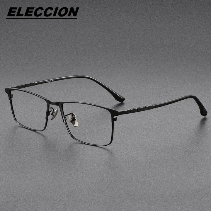 Eleccion Unisex Full Rim Square Titanium Eyeglasses 89188 Full Rim Eleccion Black CHINA