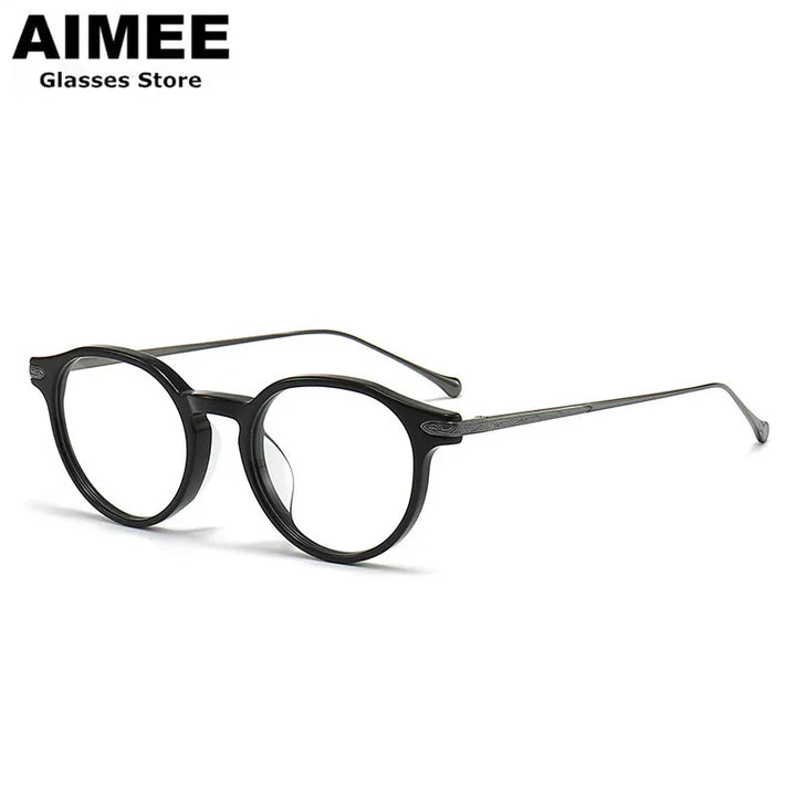 Aimee Women's Full Rim Round Acetate Titanium Eyeglasses 19011