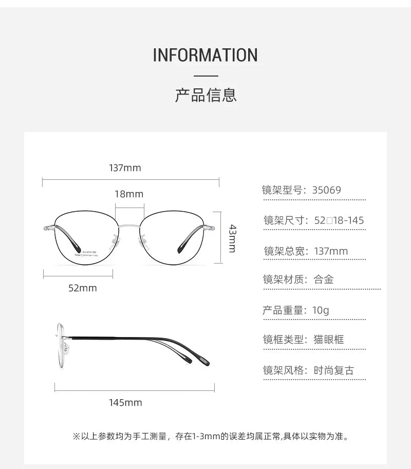 Gmei Optical 35069 women's cat eye alloy prescription eyeglasses — view 2