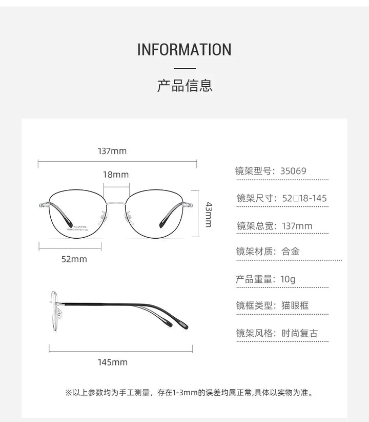 Gmei Optical 35069 women's cat eye alloy prescription eyeglasses — view 2