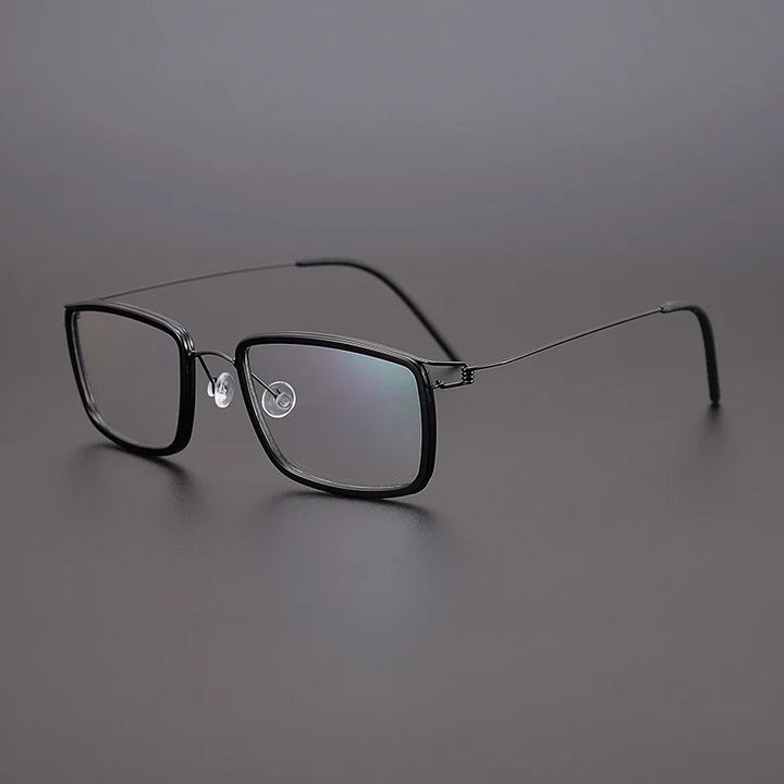 Black Mask Unisex Full Rim Rectangle Titanium Acetate Eyeglasses 5039 Full Rim Black Mask Black-Black  