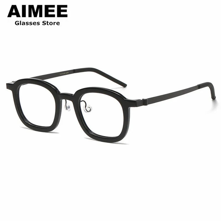 Aimee Unisex Full Rim Square  Screwless Titanium Acetate Eyeglasses 1050 Full Rim Aimee   