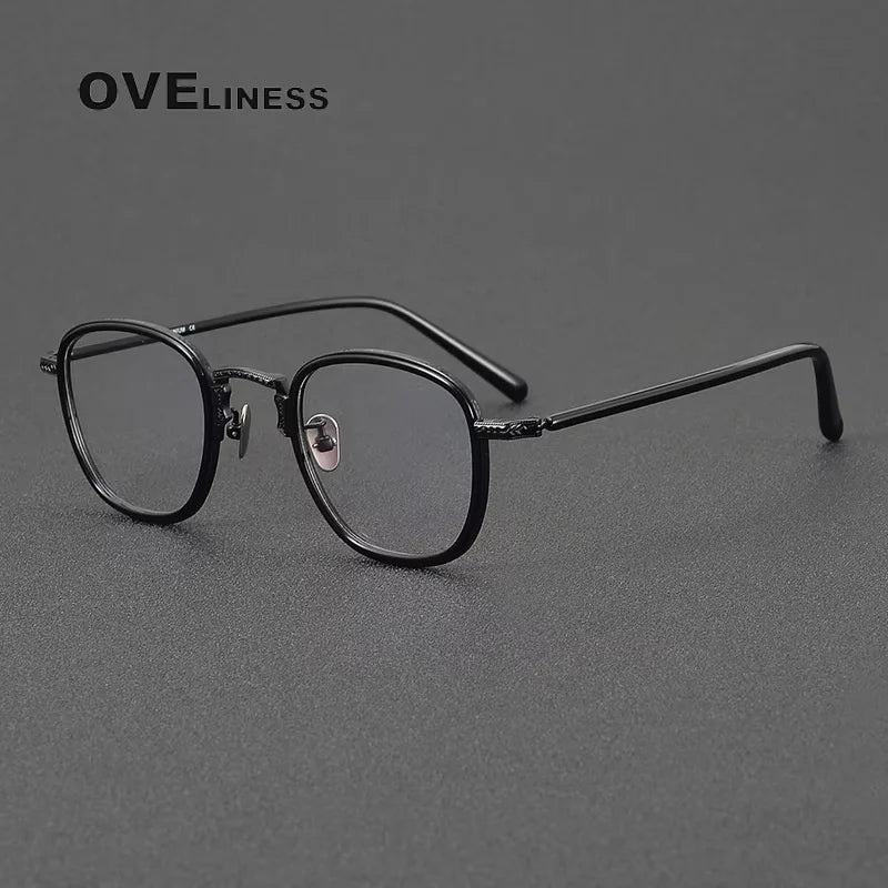 Oveliness Women's Full Rim Square Acetate Titanium Eyeglasses 214043