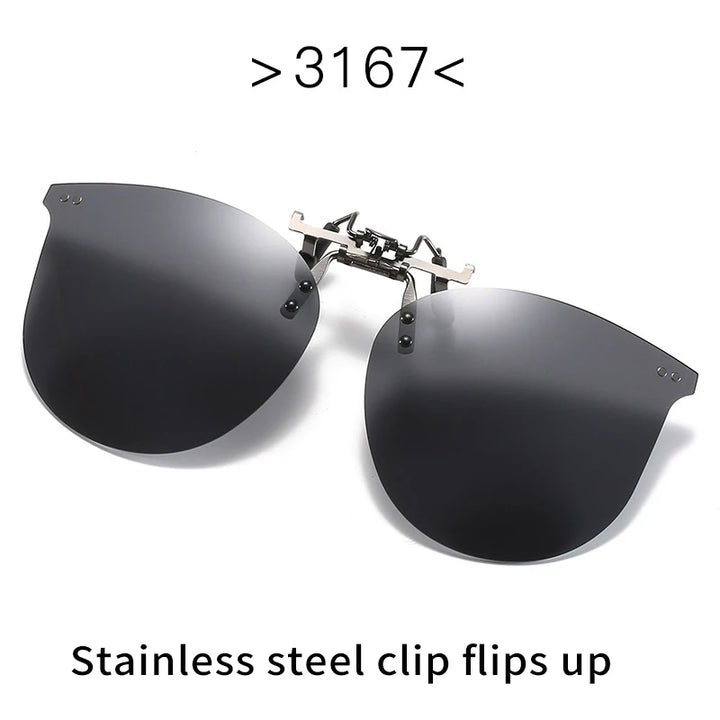 Vicky Unisex Rimless Oval Alloy Polarized Clip On Or Flip Up Sunglasses V003 Clip On Sunglasses Vicky 3167Stainless steel  