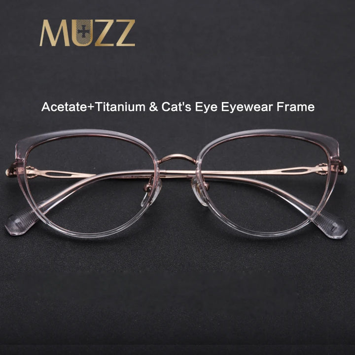 Muzz 35588 women's cat eye acetate titanium prescription eyeglasses