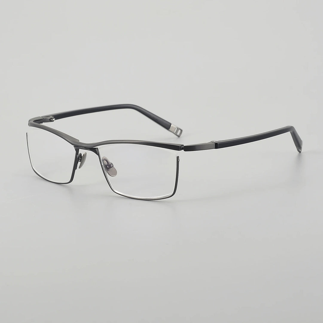 Muzz Men's Full Rim Square Brow Line Titanium Eyeglasses 45663