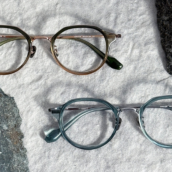Black Mask Unisex Full Rim Round Titanium Eyeglasses BM-G636