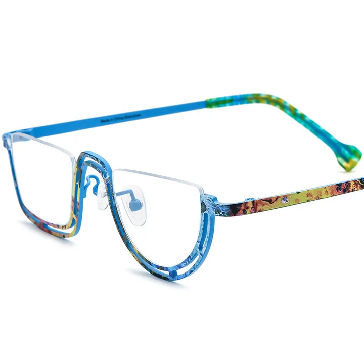 Nobler Women's Semi Rim Flat Top Square Titanium Eyeglasses 185898