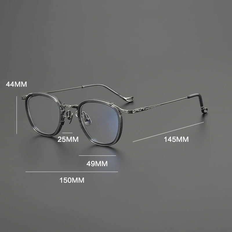 Gatenac Unisex Full Rim Big Square Acetate Titanium Eyeglasses G9016