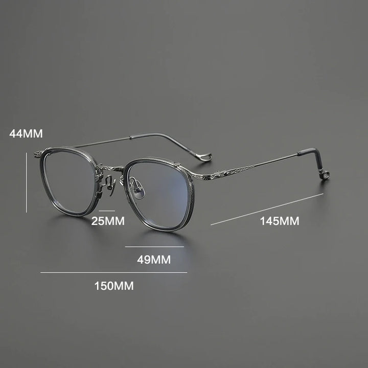 Gatenac Unisex Full Rim Big Square Acetate Titanium Eyeglasses G9016