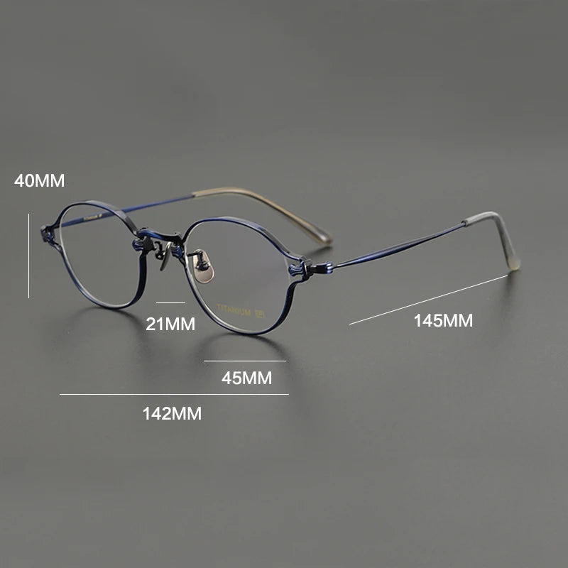 Gatenac Unisex Full Rim Round Small Titanium Eyeglasses Gxyj1199 Full Rim Gatenac   