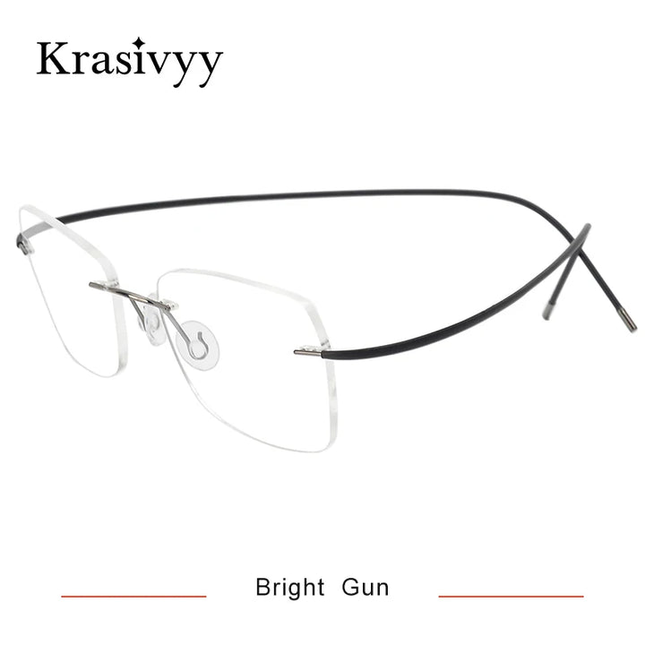 Krasivyy Unisex Rimless Oval Titanium Eyeglasses 1615 Rimless Krasivyy Bright Gun  