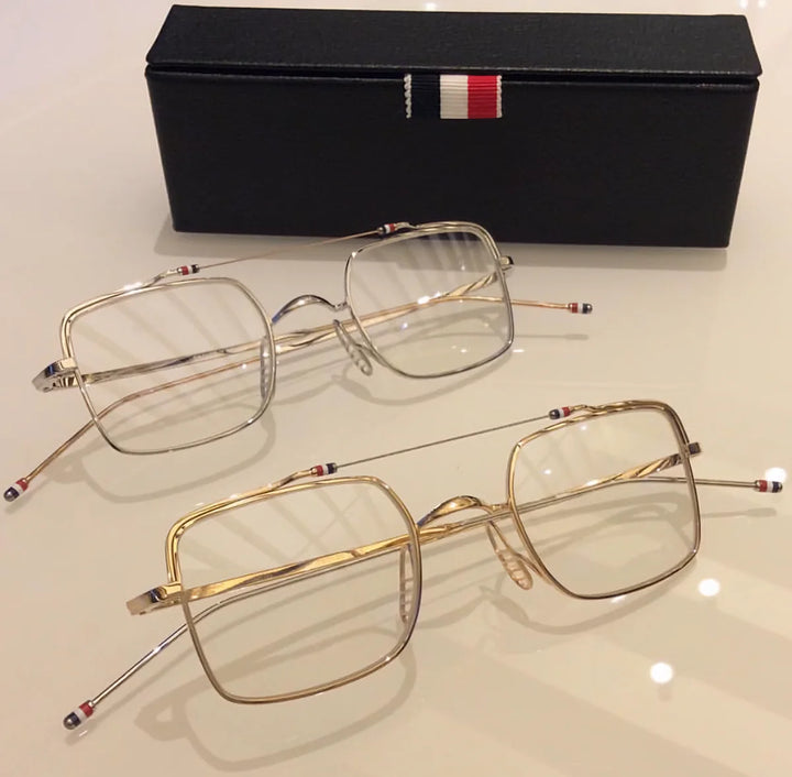 Bobbie Unisex Full Rim Square Double Bridge Titanium Eyeglasses 909909