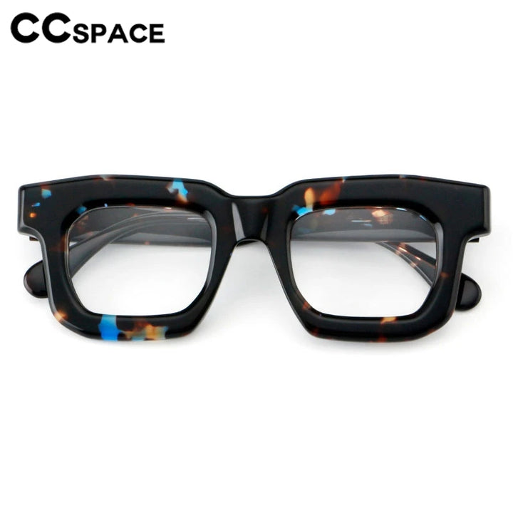 CCspace Unisex Full Rim Square Thick Acetate Eyeglasses 301902 Full Rim CCspace   