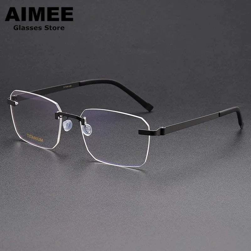 Aimee Women's Rimless Square Screwless Titanium Eyeglasses 24341