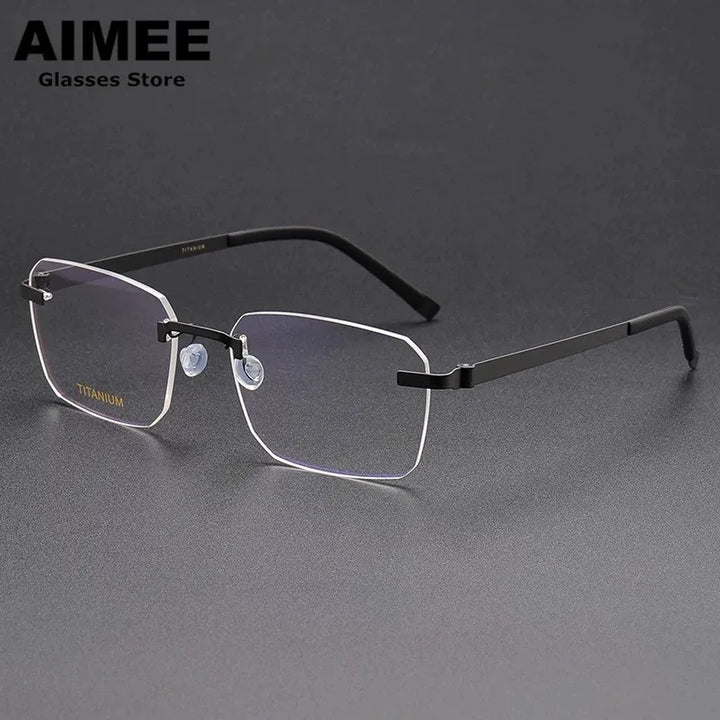 Aimee Women's Rimless Square Screwless Titanium Eyeglasses 24341