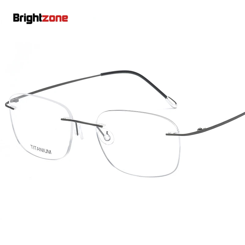 Brightzone Unisex Rimless Oval Square Titanium Eyeglasses 71610 Rimless Brightzone