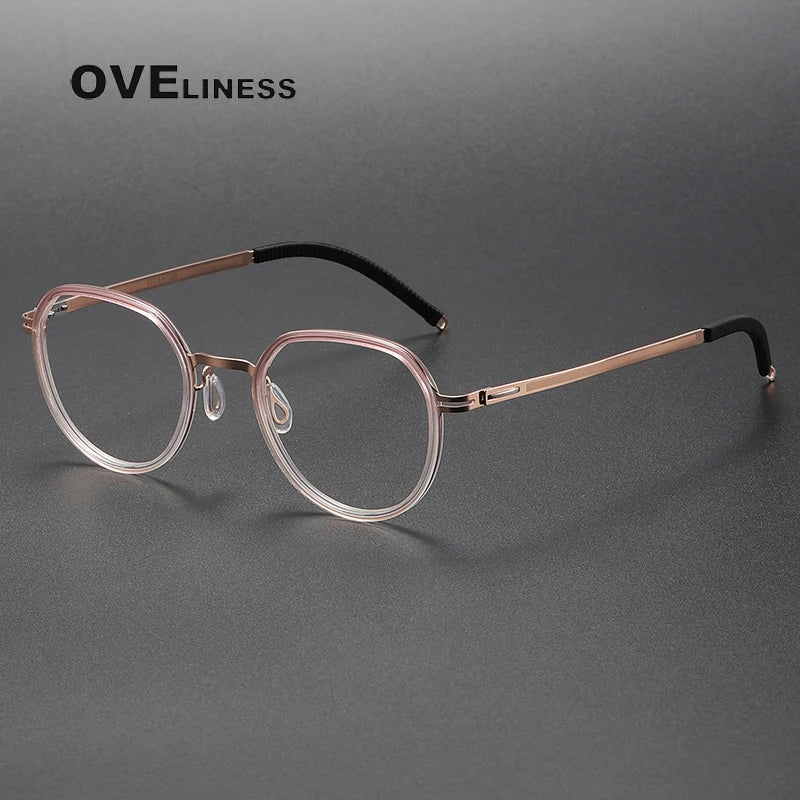 Oveliness Women's Full Rim Oval Acetate Titanium Eyeglasses 820319