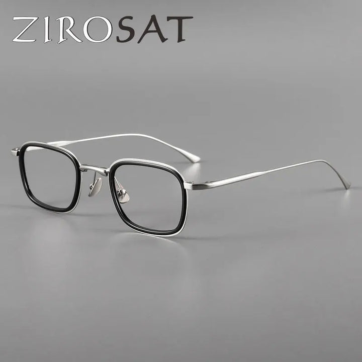 Zirosat Men's Full Rim Square Acetate Titanium Eyeglasses 190521