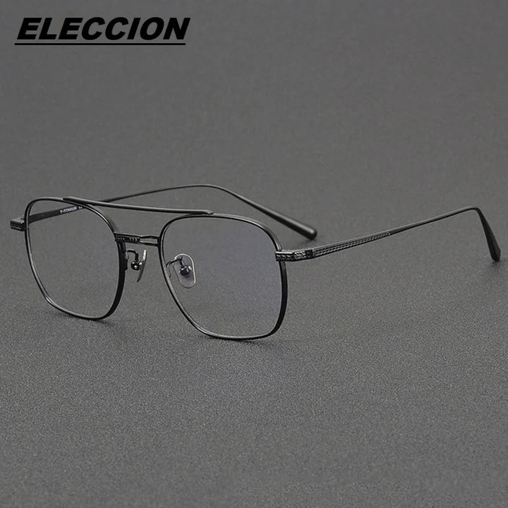 Eleccion Unisex Full Rim Square Double Bridge Titanium Eyeglasses 4015