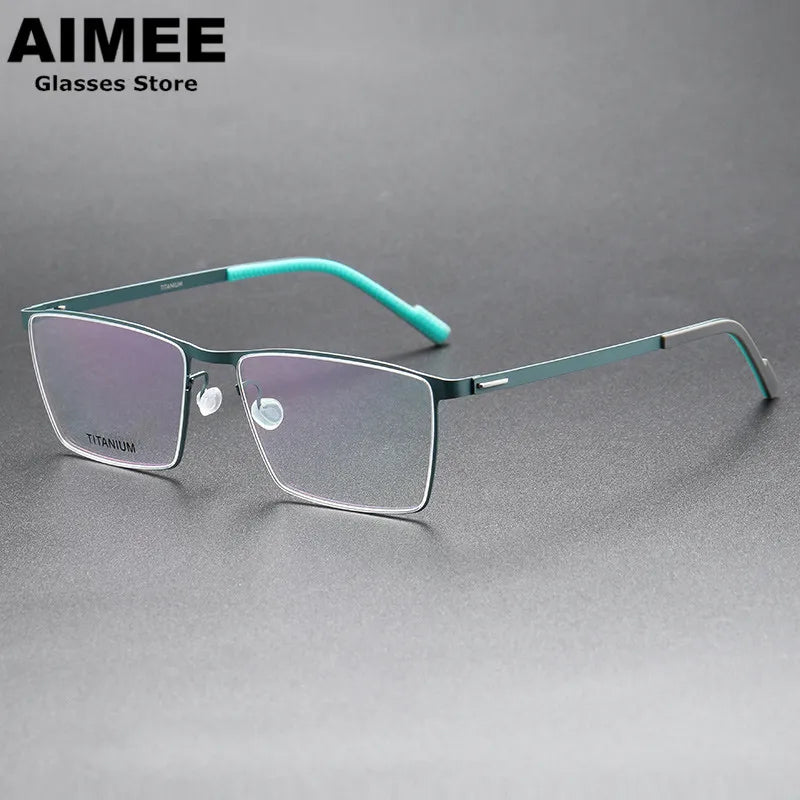 Aimee Unisex Full Rim Square Screwless Titanium Eyeglasses 8005 Full Rim Aimee Blue  