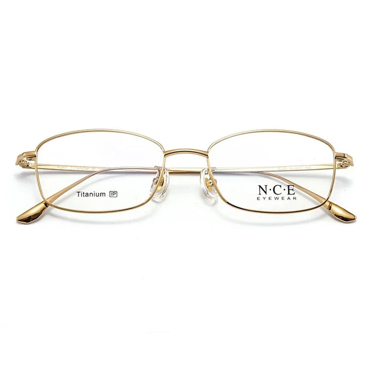 Bclear Unisex Full Rim Oval Square Titanium Eyeglasses 8508 Full Rim Bclear Gold  