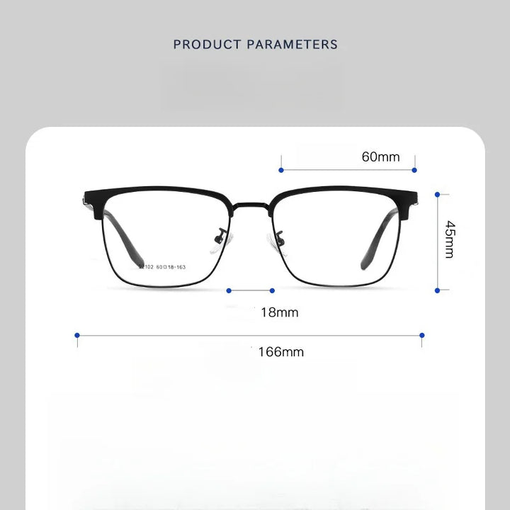 KatKani Men's Semi Rim Square Alloy Tr 90 Eyeglasses 52102 Full Rim KatKani Eyeglasses   