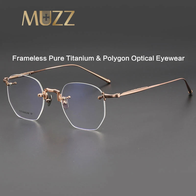 Muzz Unisex Rimless Oval Square Titanium Eyeglasses 10121 Rimless Muzz   