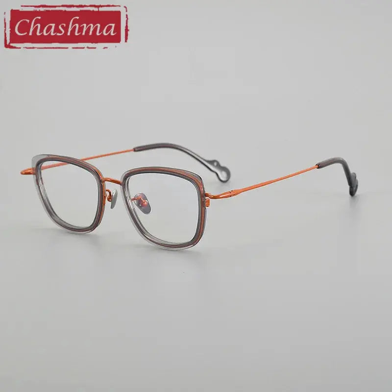 Chashma Ottica Unisex Full Rim Square Acetate Titanium Eyeglasses 775965 FuzWeb